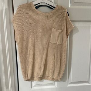 Women's Beige Knit Sweater with Pocket